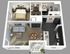 Modern floor plan showcasing a spacious 1-bedroom apartment with an open-concept living room and kitchen, elegant dining area, and private balcony.