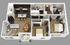 Modern 3D apartment floor plan showcasing two bedrooms, an open-concept kitchen, and cozy living area with a balcony.