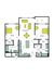 Elegant floor plan featuring two spacious bedrooms, open-concept living and dining area, modern kitchen, dual walk-in closets, and a cozy deck, perfect for comfortable living.