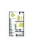 Stylish apartment floor plan showcasing an open living/dining room, spacious bedroom, modern kitchen, and bathroom with ample closets.