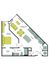 Modern floor plan highlighting a spacious one-bedroom apartment with an open kitchen, inviting living/dining area, and convenient walk-in closet.