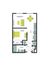 Charming floor plan showcasing a 1-bedroom apartment with an open-concept living and dining area, modern kitchen, and cozy bathroom.