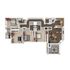 Contemporary 3D floor plan showcasing a luxurious 3-bed, 2-bath layout with modern kitchen, spacious living area, and cozy balcony.