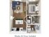 Modern 1-bedroom apartment floor plan with open living area, stylish kitchen, and convenient in-unit washer and dryer.