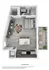 3D floor plan featuring a stylish open living area, cozy bedroom, efficient kitchen, and balcony.
