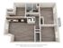 Modern 3D floor plan showcasing a spacious open-concept living and dining area, a sleek kitchen, and a private bedroom layout.