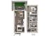 Modern apartment floor plan featuring two bedrooms, open living area with stylish decor, and a charming outdoor patio.