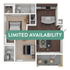 Modern 2D floor plan featuring 2 bedrooms, an open-concept kitchen with island, cozy living area, and private balcony. Limited availability highlighting a stylish and efficient layout.