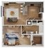 Modern and inviting 2D floor plan featuring a spacious bedroom, stylish open-concept living and kitchen area, and chic bathroom. Ideal for vibrant city living.