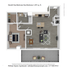 Herald 1-bedroom floor plan, 1,005 sq ft, with spacious living room, modern kitchen, cozy bedroom, elegant bath, and large balcony at Pulliam Square Apartments.