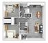 Modern floor plan with two spacious bedrooms, two elegant bathrooms, a sleek kitchen, and an inviting open-concept living area.