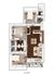 Elegant floor plan showcasing 3 bedrooms, spacious living area, modern kitchen, and cozy patio access.