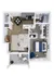 Modern 2D floor plan showcasing a spacious one-bedroom apartment with open-concept living and dining area, stylish kitchen, and cozy balcony perfect for relaxation.