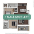 Modern 3D floor plan showcasing 1 bedroom, elegantly designed living room, contemporary kitchen, and inviting balcony. Perfect for comfortable living.