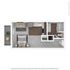 Modern floor plan showcasing a stylish studio layout with a cozy living area, compact kitchen, and a sleek bathroom, complete with a private balcony for relaxation.
