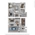 Modern floor plan showcasing a two-story layout with 2 bedrooms, a cozy living room, open kitchen, and spacious garage.