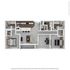 Modern open-concept floor plan showcasing 2 bedrooms, spacious kitchen with island, living room, and dual bathrooms.