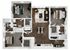 Elegant 3-bedroom apartment floor plan featuring modern open-concept living and dining areas, a sleek kitchen, and two well-appointed bathrooms.
