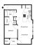 Modern 1-bedroom apartment floor plan featuring a stylish kitchen with island, cozy dining and living area, spacious bath, and private patio.
