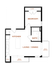 Contemporary 1-bedroom floor plan with open kitchen, cozy living/dining area, and dual patios for outdoor enjoyment.