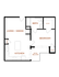 Modern 1-bedroom apartment floor plan featuring an open-concept kitchen and living area, elegant bath, and private patio/balcony.
