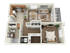 Charming 3D floor plan featuring an inviting bedroom, modern kitchen with granite countertops, cozy living room, and stylish balcony access.
