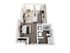 Chic and modern 1-bedroom apartment floor plan with cozy living space, kitchenette, and elegant bathroom.