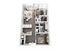 Elegant 3D apartment layout showcasing a chic open-concept living and dining area, modern kitchen with island, well-appointed bedroom, and stylish bathroom.