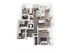 Modern 3D apartment layout featuring two bedrooms, a chic open-plan living and dining area, a sleek kitchen with bar seating, and two elegant bathrooms.