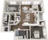 Modern 3D floor plan showcasing a spacious 2-bedroom apartment with a stylish open-concept living and dining area, sleek kitchen, and two well-sized bathrooms. Includes a cozy breakfast nook and ample natural lighting.