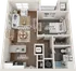 Modern 2D floor plan showcasing a spacious living area for unwinding and dining, a cozy bedroom labeled 'Snooze,' a sleek kitchen space labeled 'Cook,' and a contemporary bathroom. Includes in-unit laundry and ample storage.