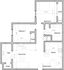 Elegant floor plan showcasing 2 cozy bedrooms, a spacious living room, a modern kitchen, dining room, and a relaxing patio.