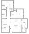 Modern 2D floor plan featuring 2 cozy bedrooms, a stylish living room, dining area, fully-equipped kitchen, patio, and ample closet space.