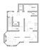Modern floor plan showcasing an open living and dining area, sleek kitchen with pantry, cozy bathroom, and ample closet space.