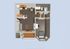 Modern 2D floor plan showcasing a cozy 1-bedroom apartment with an open kitchen-living area, stylish bathroom, and private balcony.
