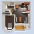 Charming 1-bedroom apartment floor plan featuring a cozy living space, modern kitchen, and a welcoming balcony.