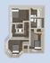 Elegant 3D floor plan showcasing 3 bedrooms, a modern bathroom, and a stylish living area with beautiful bay windows.
