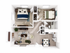 Modern 2D floor plan highlighting 2 cozy bedrooms, a stylish open-concept living area, elegant kitchen, and a bright dining space.