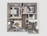 Modern 2-bedroom apartment floor plan with open living area, stylish kitchen, and cozy dining space. Perfect blend of comfort and elegance.