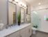 Ridgelake, interior, bathroom, glass shower, tile floor, double sink vanity