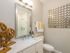 Ridgelake, interior, bathroom, single sink vanity, mirror, white cabinets