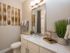 Ridgelake, interior, bathroom, single sink vanity, mirror, white cabinets