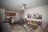 Modern living room with plank flooring