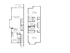 The Henry Apartments, floor plan, left, deck, dining/living room, stairs, powder room, kitchen, breakfast area, utility closet, laundry closet, right, 2 bed, 2 bath stairs, walk in closet