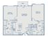 B1 two bed, two bath with large kitchen, island and patio