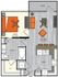 1 bedroom 1 bath apartment with dining area, walk in closet and 686 sq ft