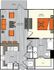 1 bedroom 1 bath apartment with dining area, walk in closet and 705 sq ft