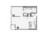1 Bed 1 Bath Floor Plan 1p3