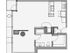 1 Bed 1 Bath Floor Plan 1e