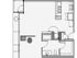1 Bed 1 Bath Floor Plan 1l